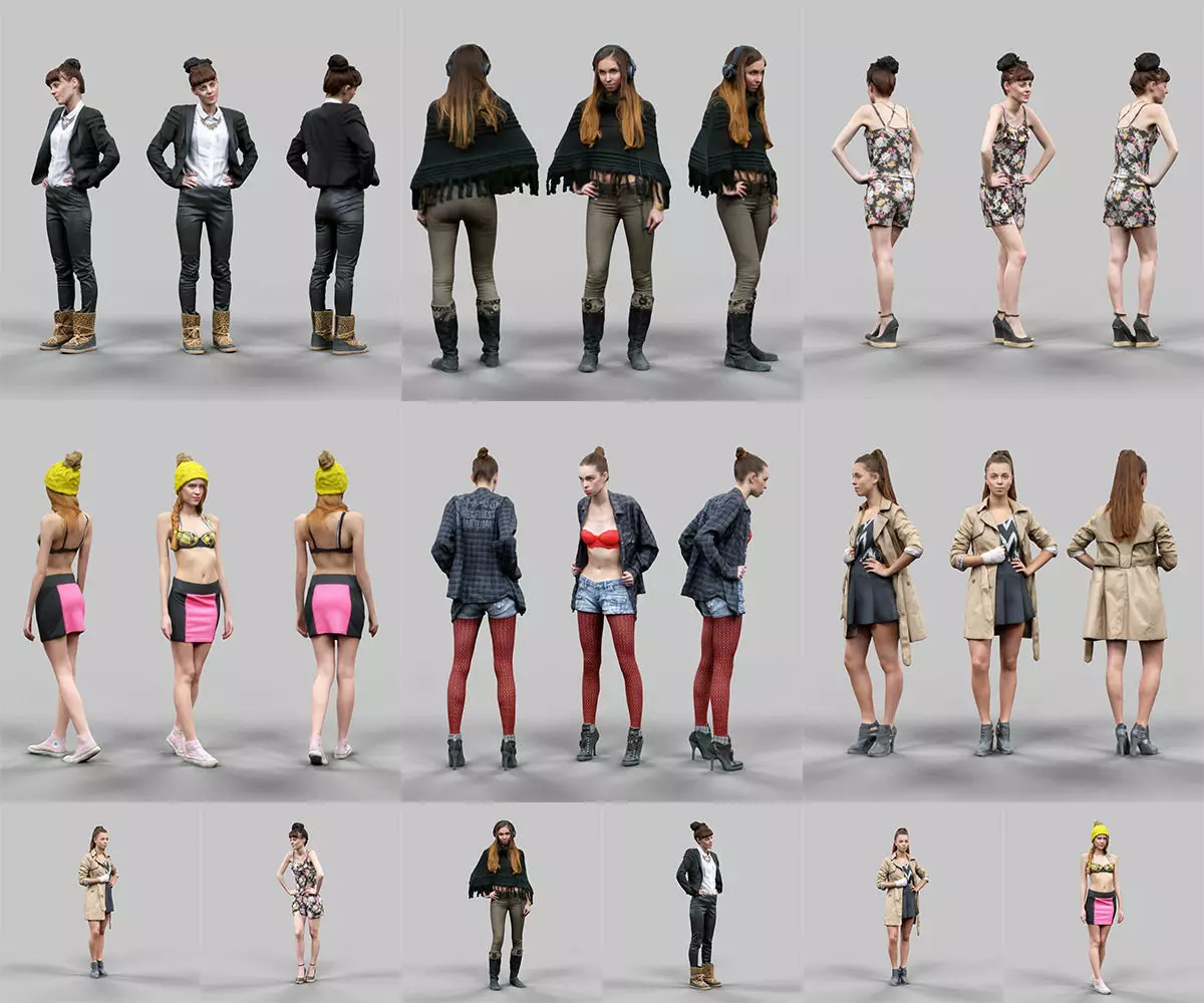 6 Realistic Female Characters Vol 10 Low-poly 3D model_0