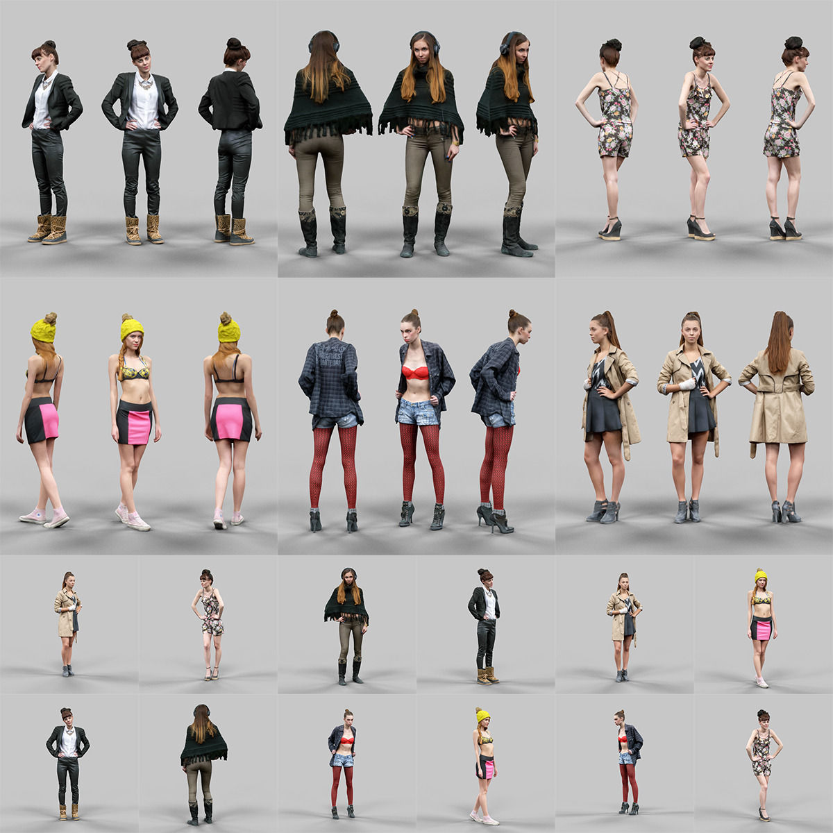 6 Realistic Female Characters Vol 10 Low-poly 3D model_9