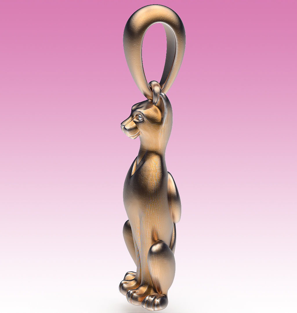 Pendant Sitting Cat 3D print model_2