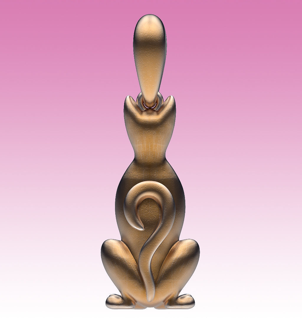 Pendant Sitting Cat 3D print model_4
