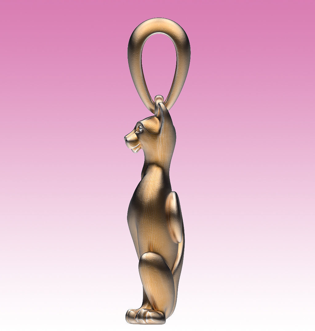 Pendant Sitting Cat 3D print model_5