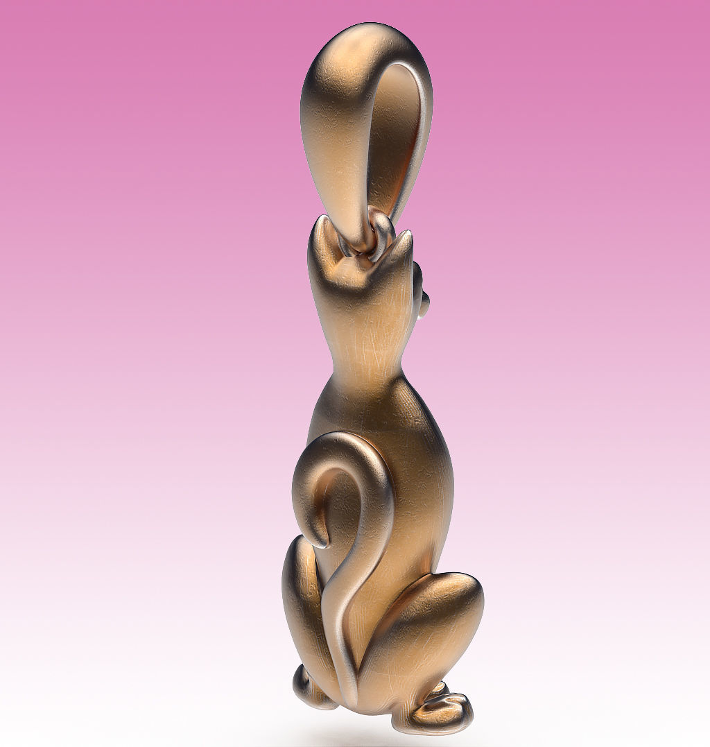 Pendant Sitting Cat 3D print model_7
