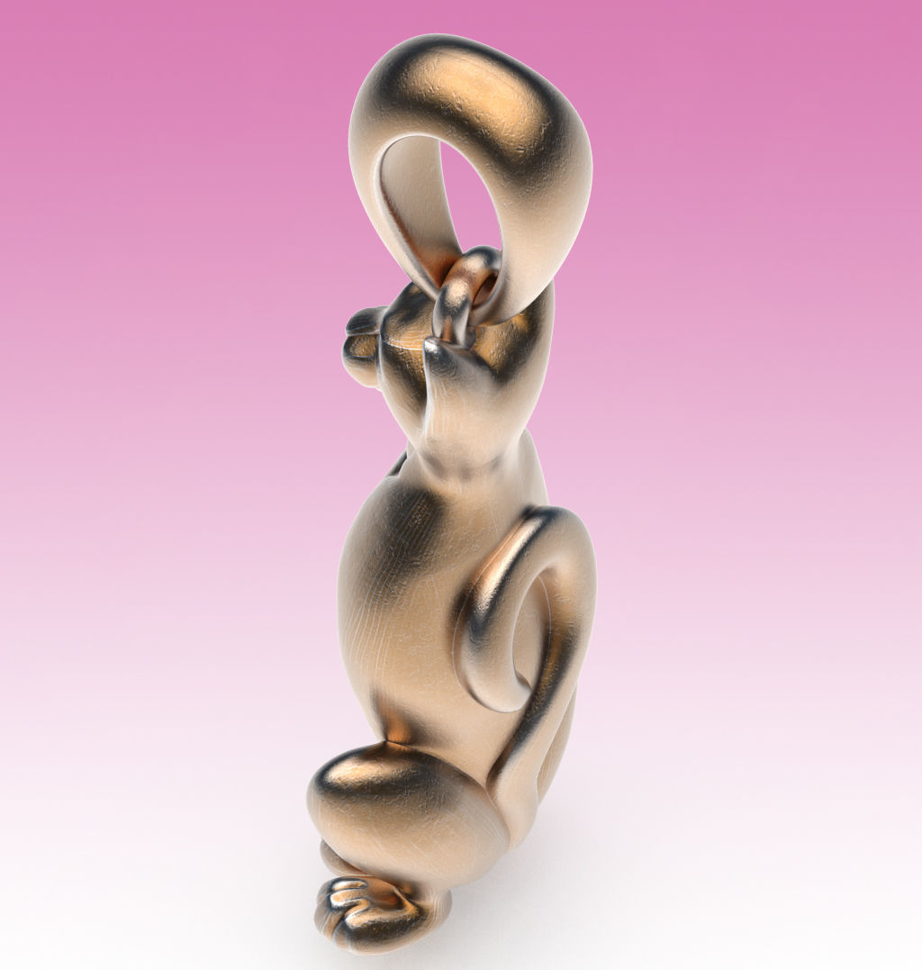 Pendant Sitting Cat 3D print model_3