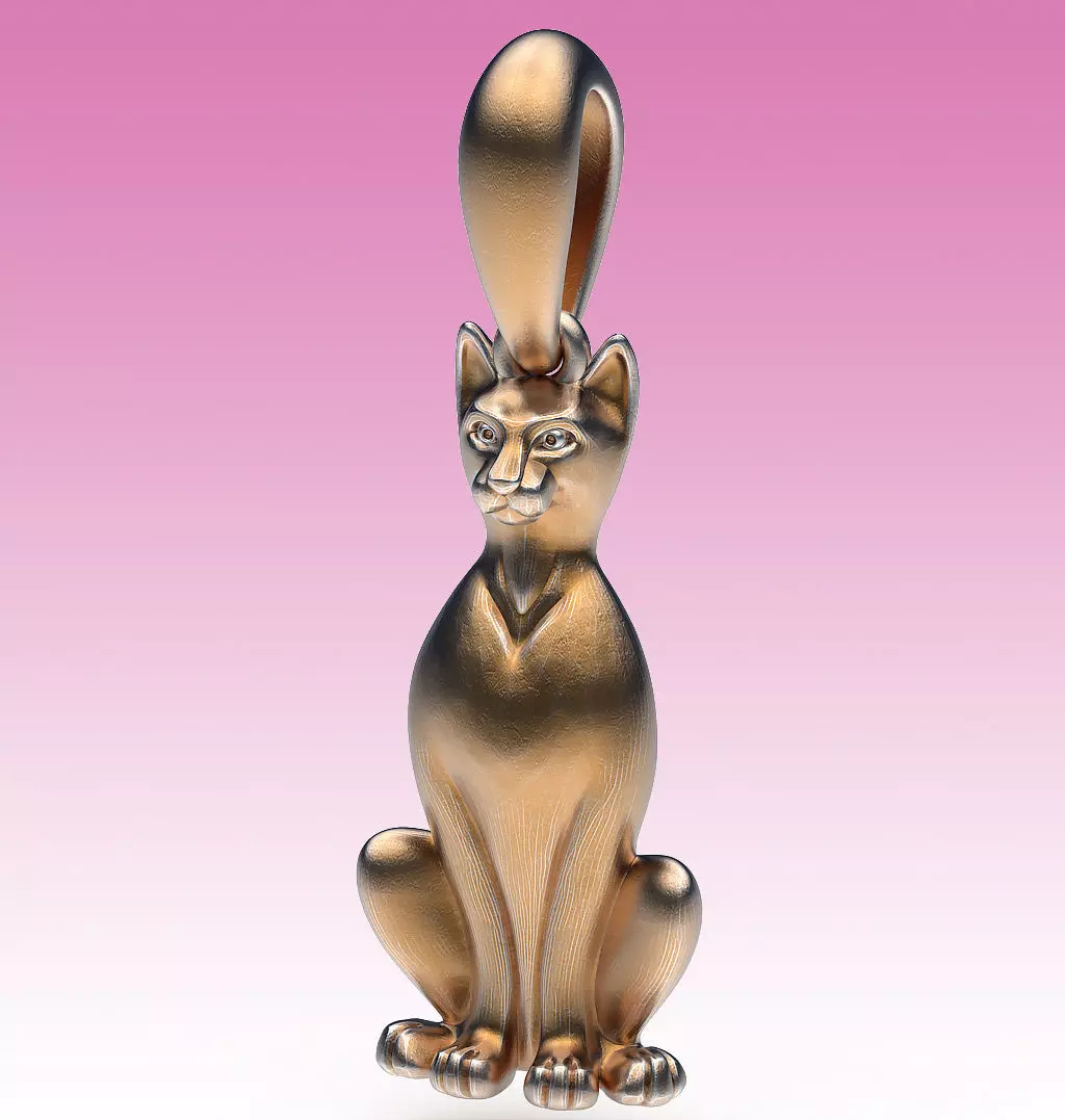 Pendant Sitting Cat 3D print model_0