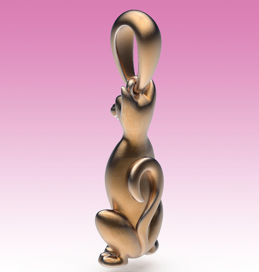 Pendant Sitting Cat 3D print model_8