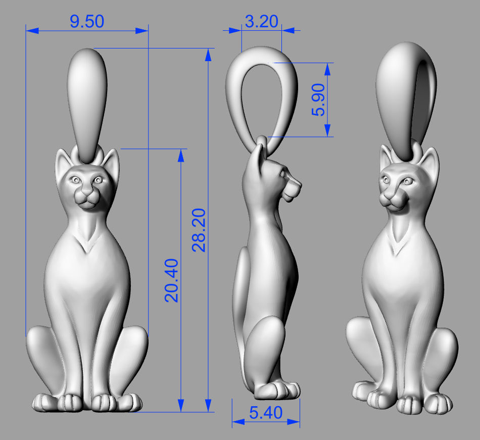 Pendant Sitting Cat 3D print model_9