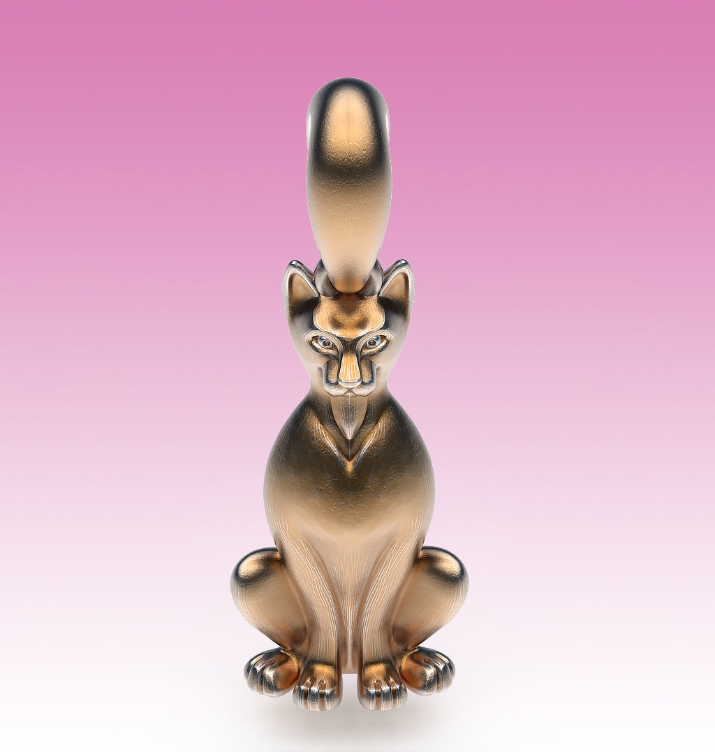Pendant Sitting Cat 3D print model_6
