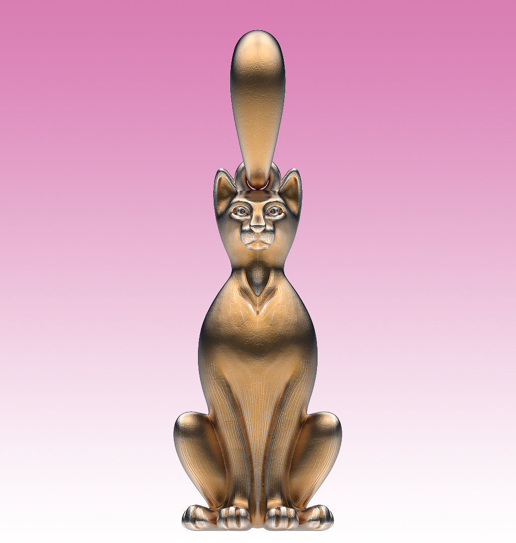 Pendant Sitting Cat 3D print model_1
