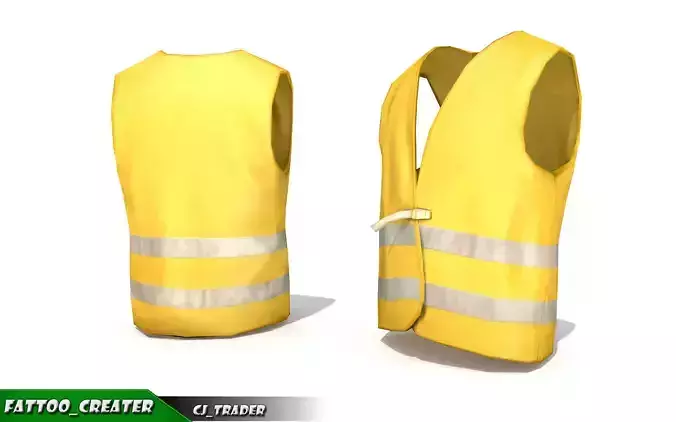 Worker Vest Yellow Safety Vest Lowpoly 3d model
