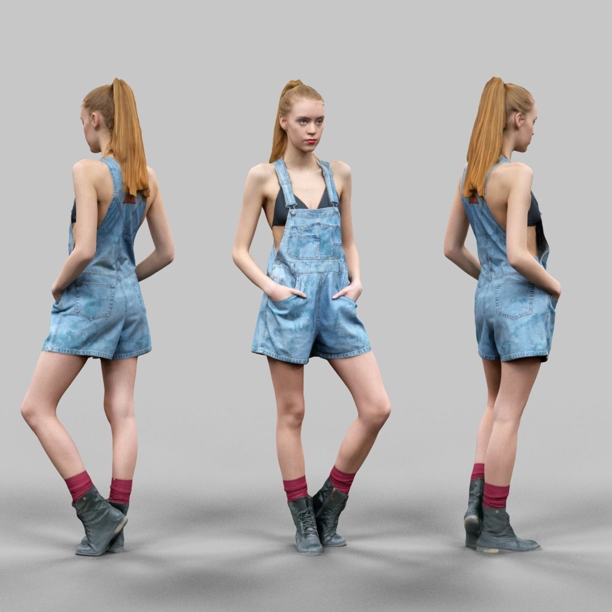 6 Realistic Female Characters Vol 11 Low-poly 3D model_3