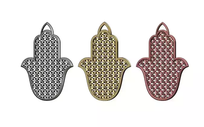 Khamsa Khmissa beldi moroccan pendant with moucharabieh mesh 3D print model