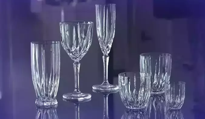 glassware set two glasses with different measurements 3D model