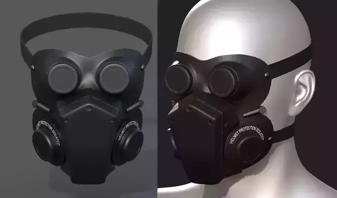 Mask helmet protection isolated scifi military  Low-poly 3D model