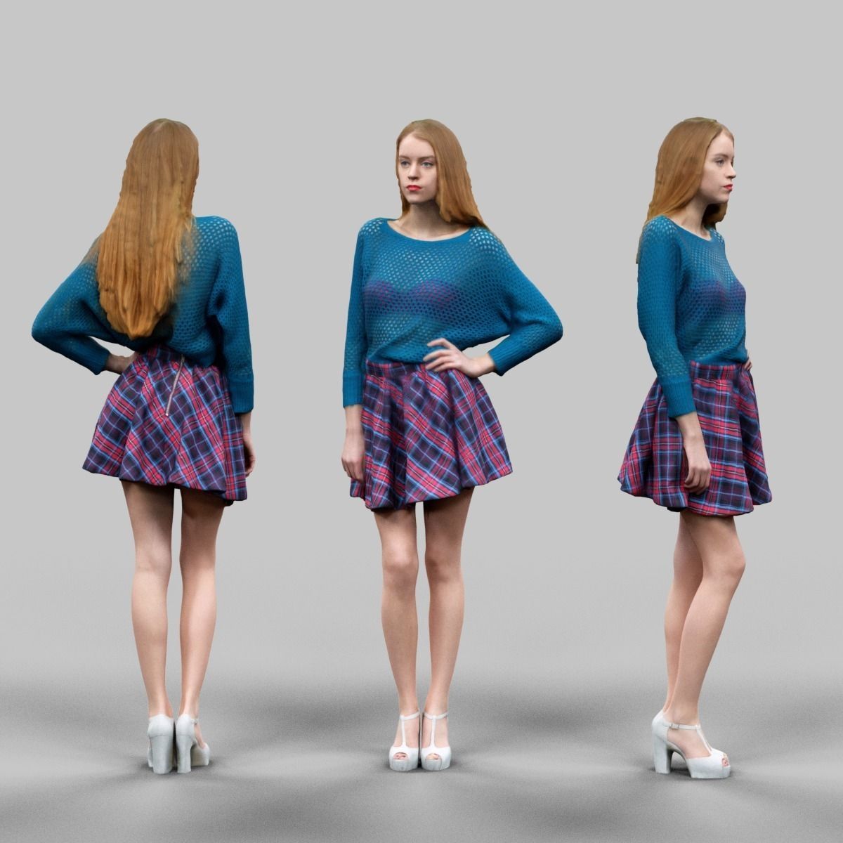 6 Realistic Female Characters Vol 12 Low-poly 3D model_3