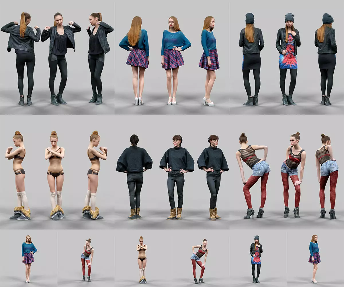 6 Realistic Female Characters Vol 12 Low-poly 3D model_0