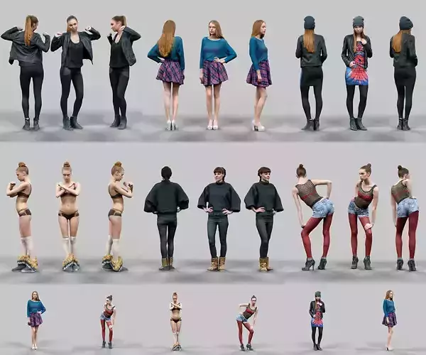 6 Realistic Female Characters Vol 12 Low-poly 3D model