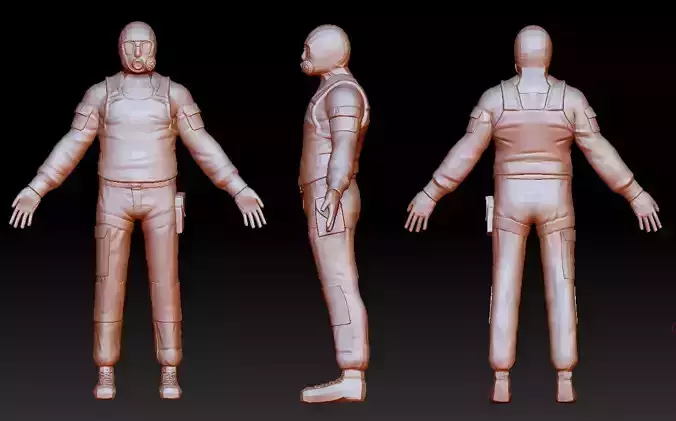 Soldier in gasmask 3D model