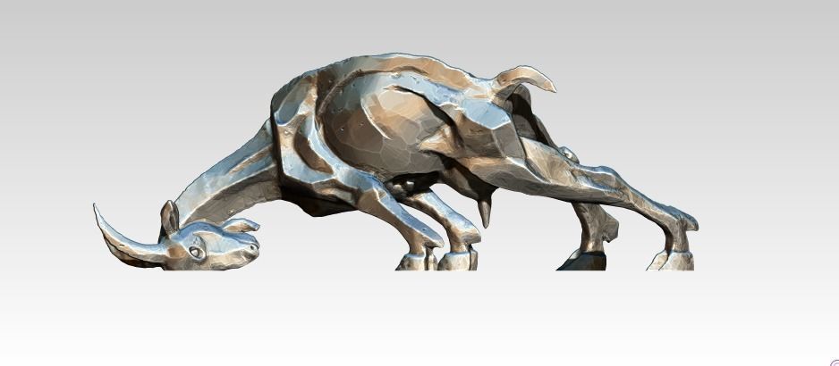 Angry Warrior Attack Fight Goat statue bust 3D print model_1