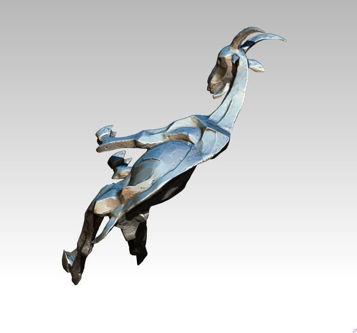 Angry Warrior Attack Fight Goat statue bust 3D print model_4