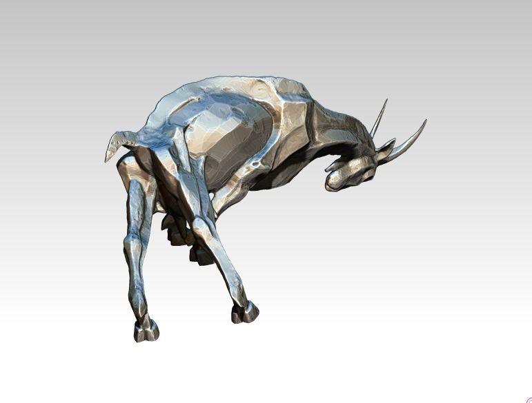 Angry Warrior Attack Fight Goat statue bust 3D print model_3