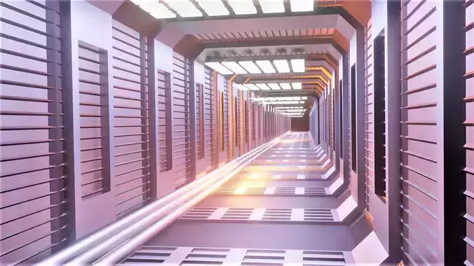 Tunnel corridor in spaceship