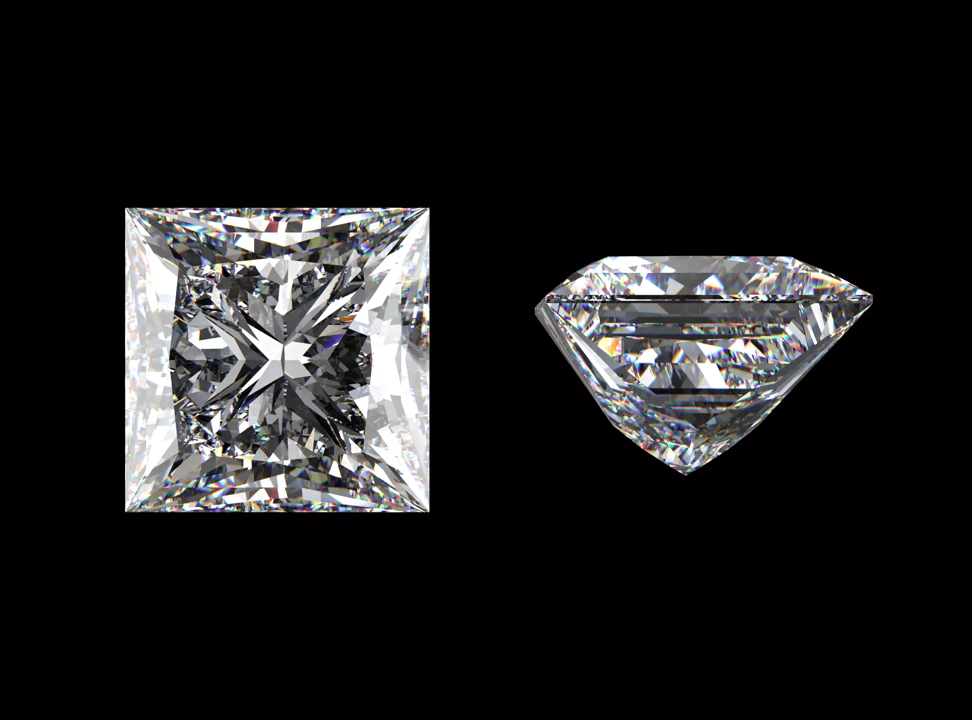 Princess Cut Diamond - All Sizes 3D model_0