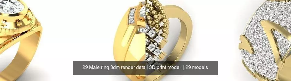 29 Male ring 3dm render detail 3D print model  3D Model Collection_1