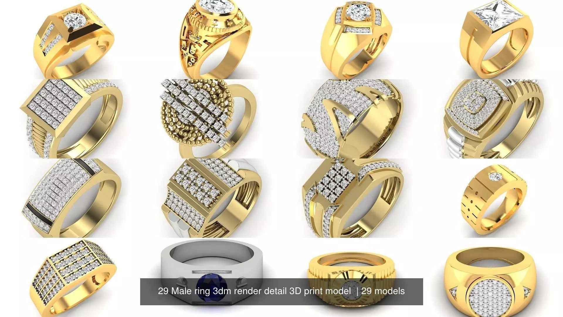 29 Male ring 3dm render detail 3D print model  3D Model Collection_0