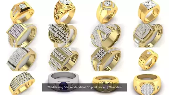 29 Male ring 3dm render detail 3D print model  3D Model Collection
