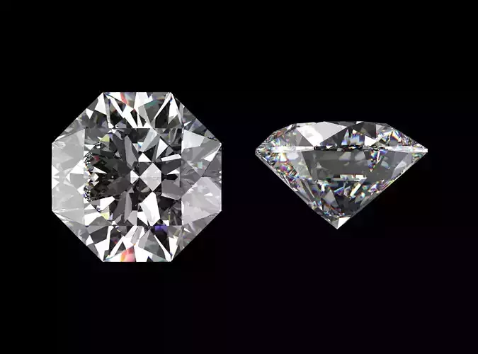 Octagon Cut Diamond - All Sizes 3D model