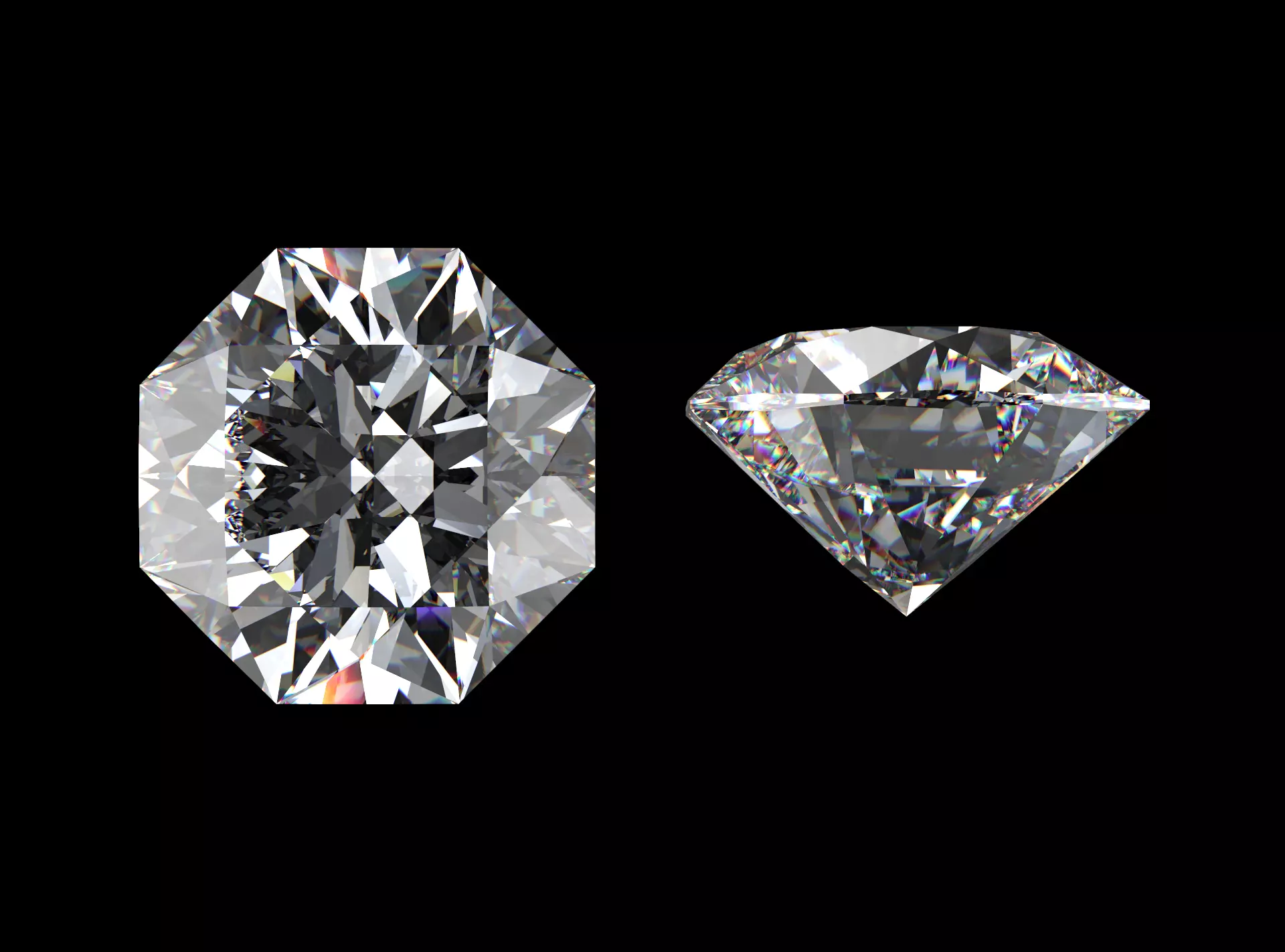 Octagon Cut Diamond - All Sizes 3D model_0