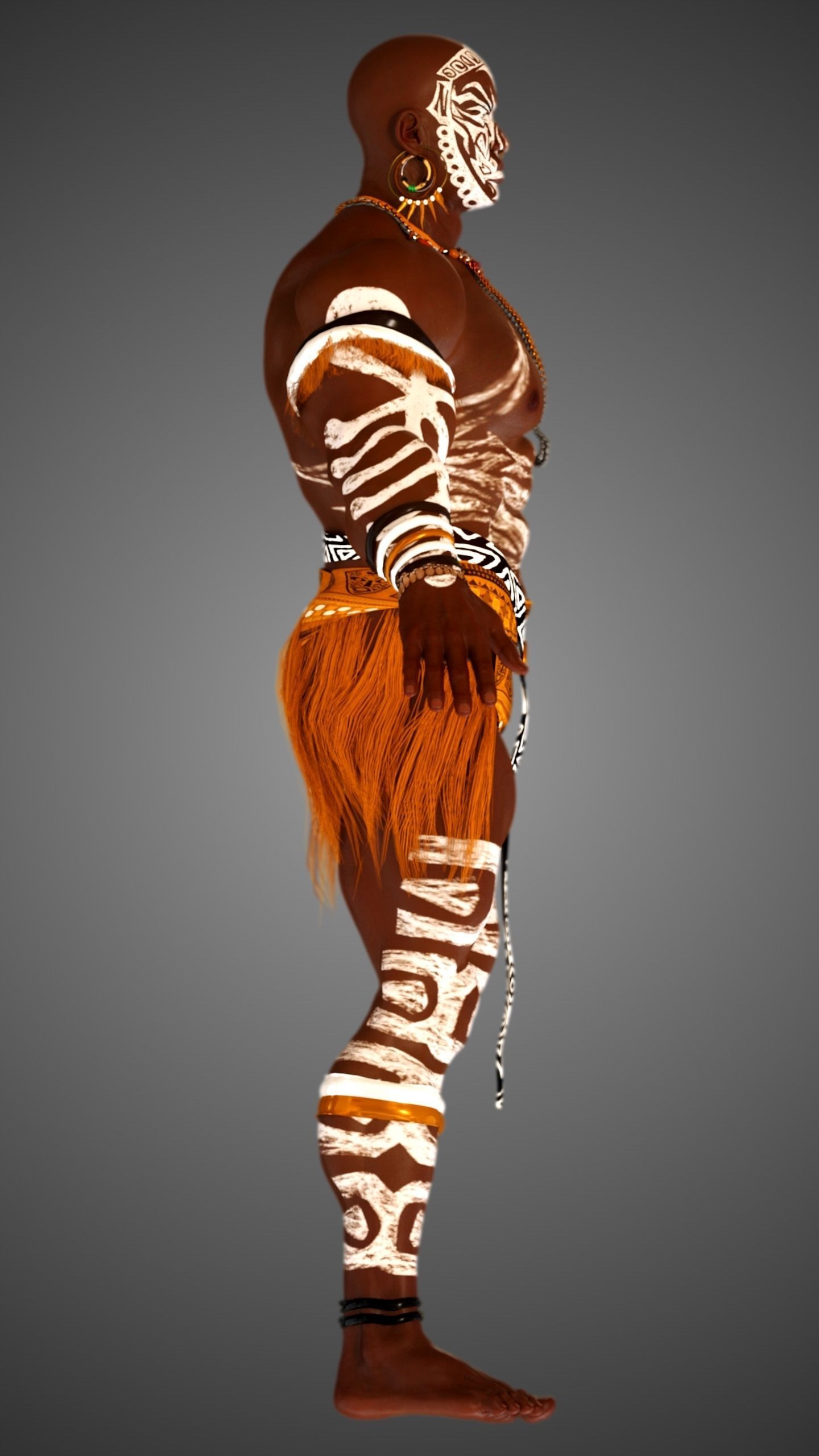 Native African Warrior Male 3D model_8