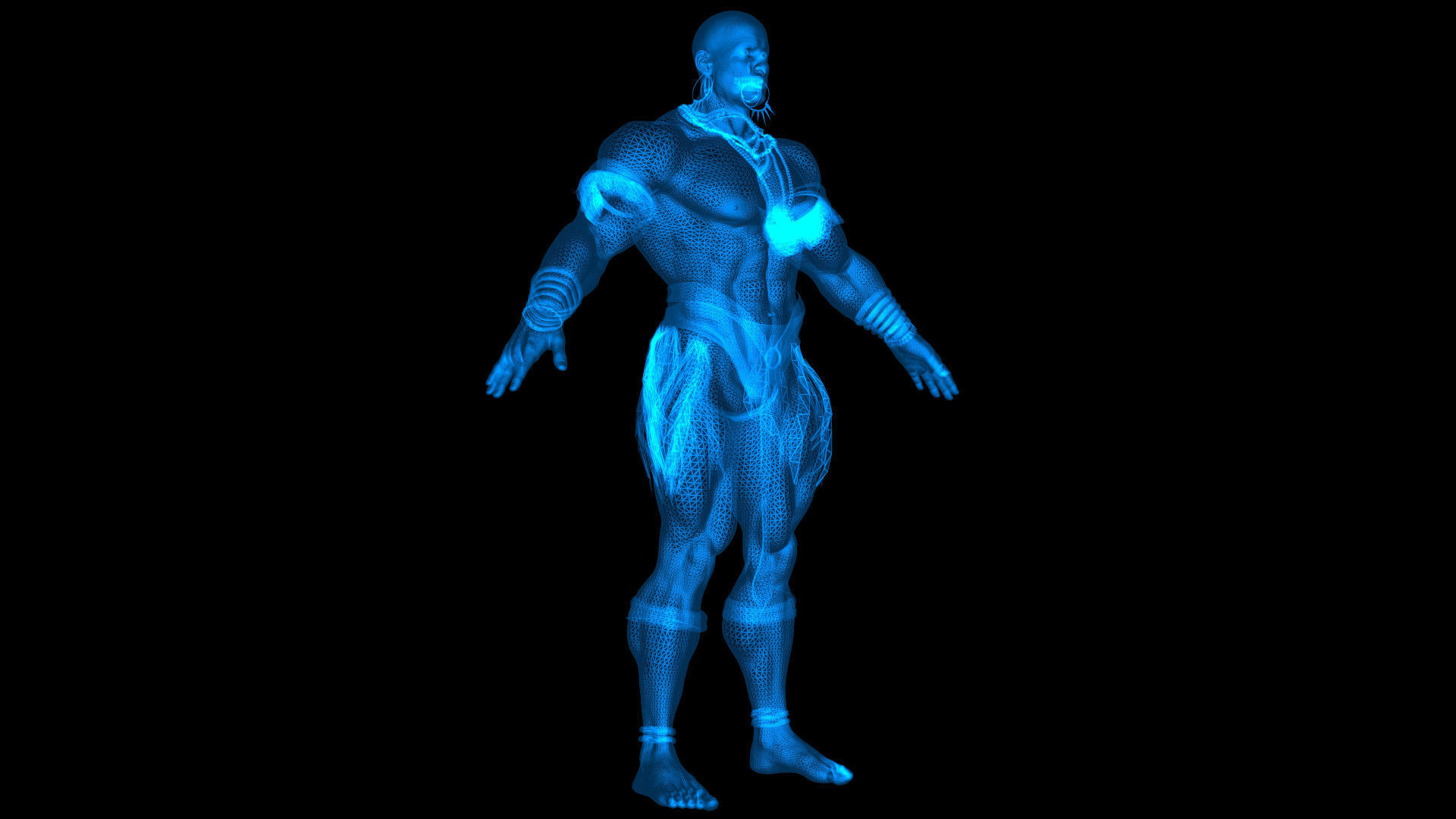 Native African Warrior Male 3D model_3