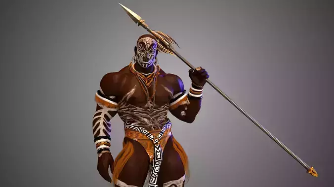 Native African Warrior Male 3D model Native African Warrior Male 3D model