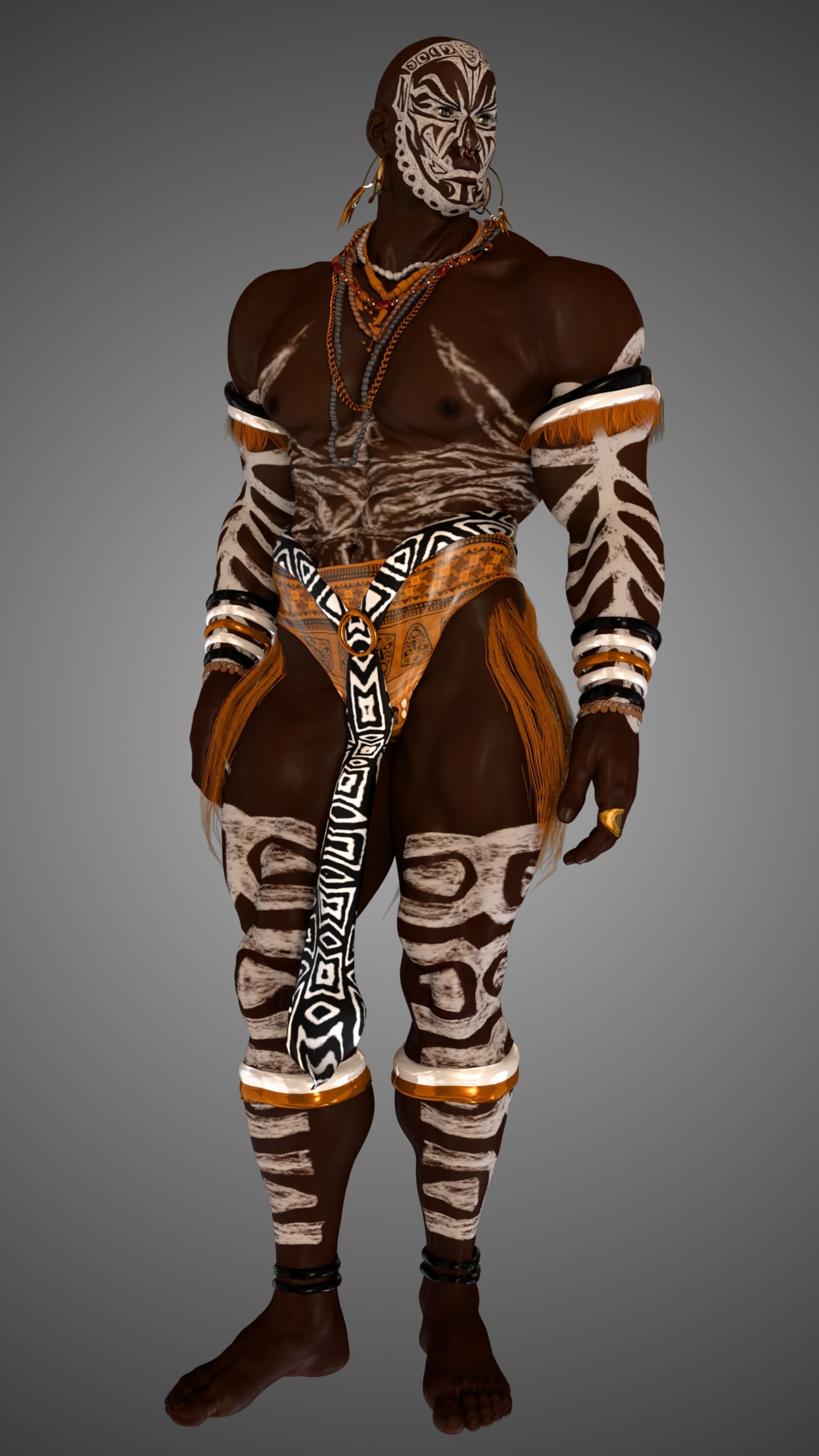 Native African Warrior Male 3D model_16