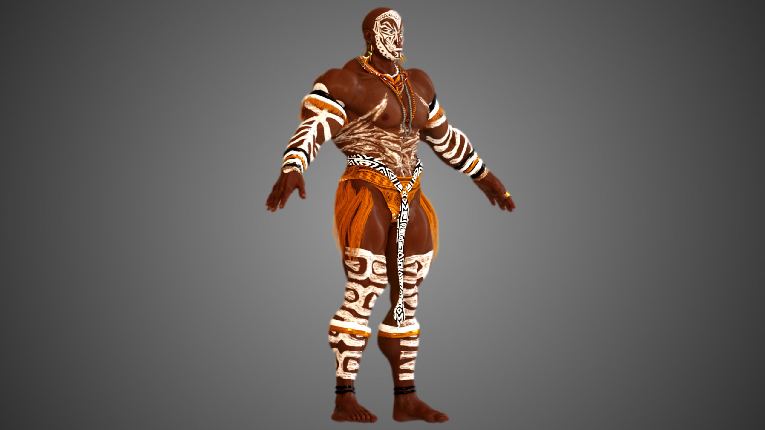 Native African Warrior Male 3D model_6