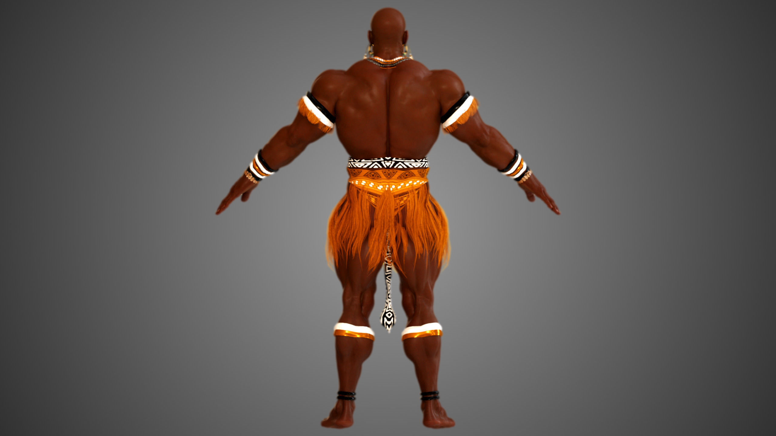 Native African Warrior Male 3D model_13