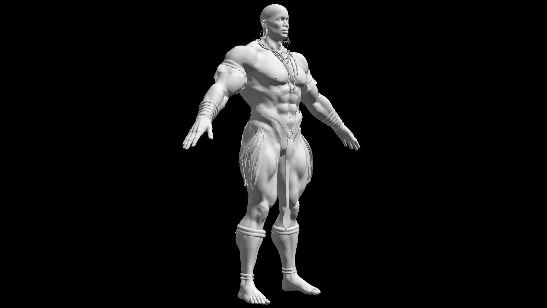 Native African Warrior Male 3D model_4