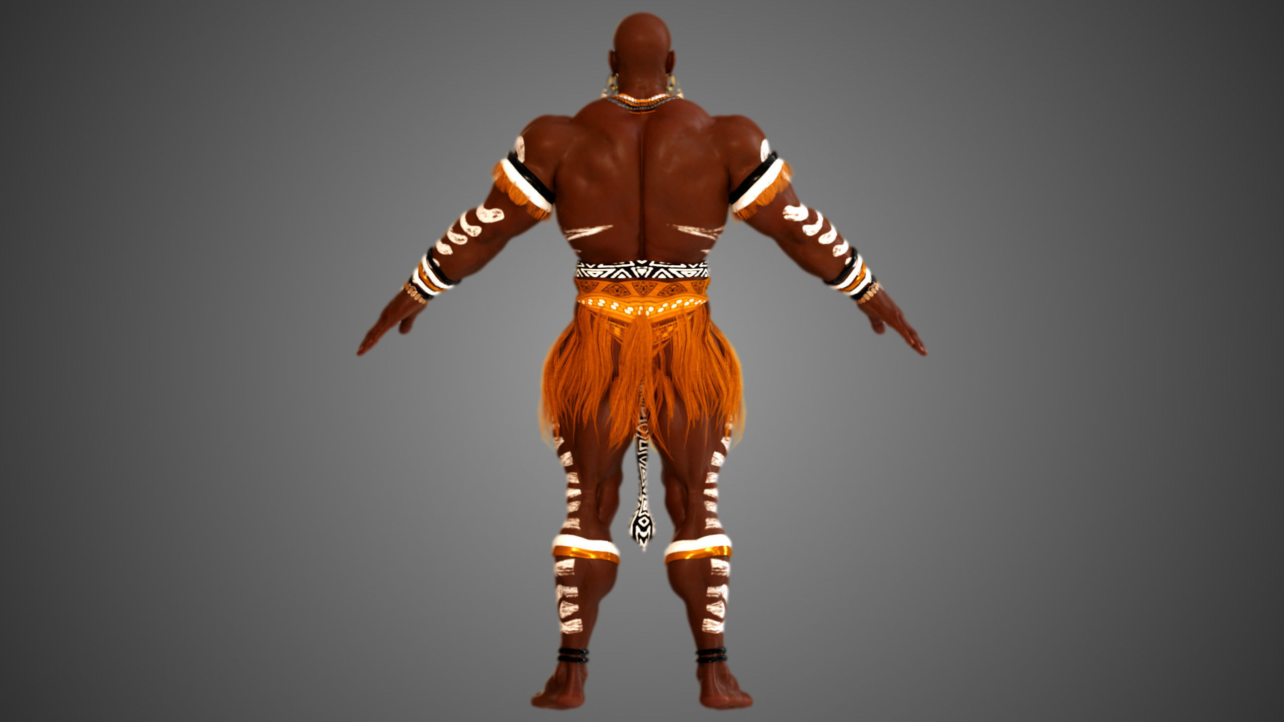 Native African Warrior Male 3D model_9