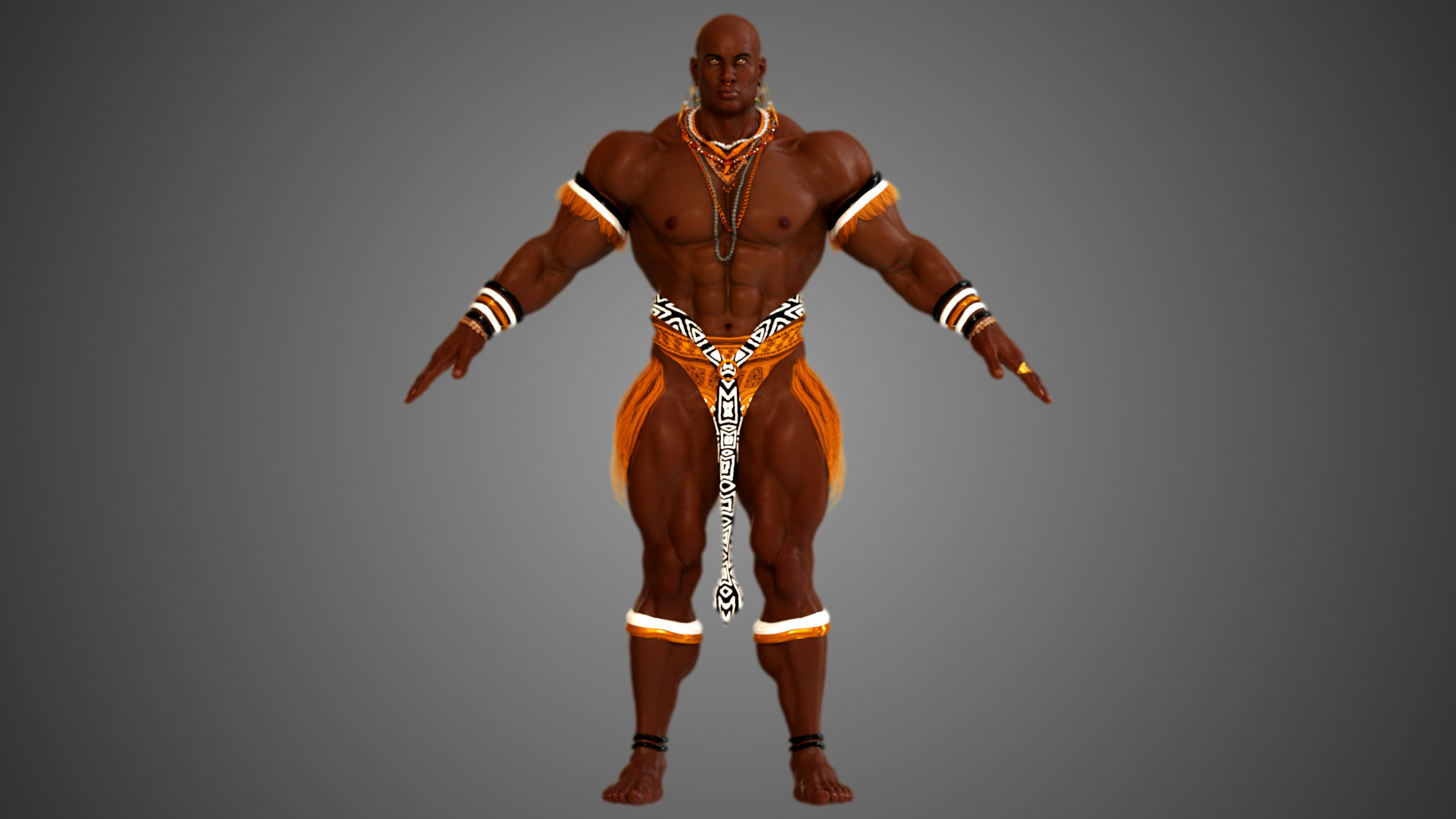 Native African Warrior Male 3D model_11