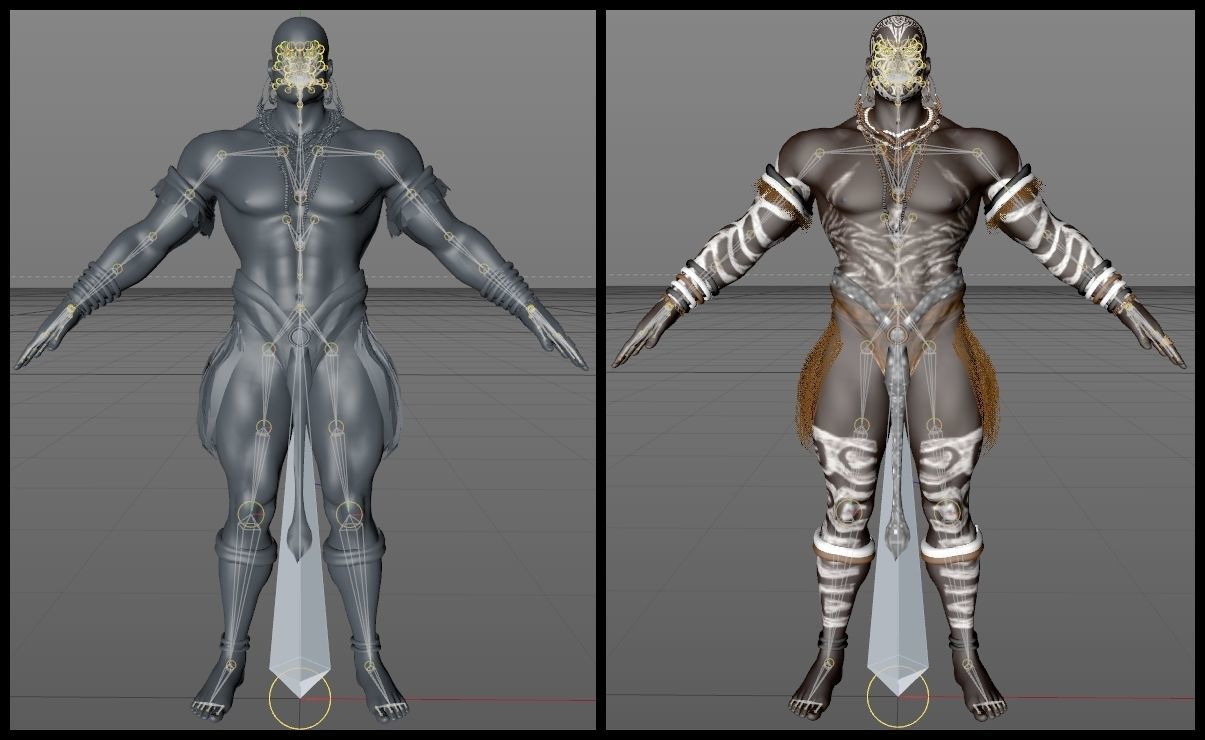 Native African Warrior Male 3D model_14
