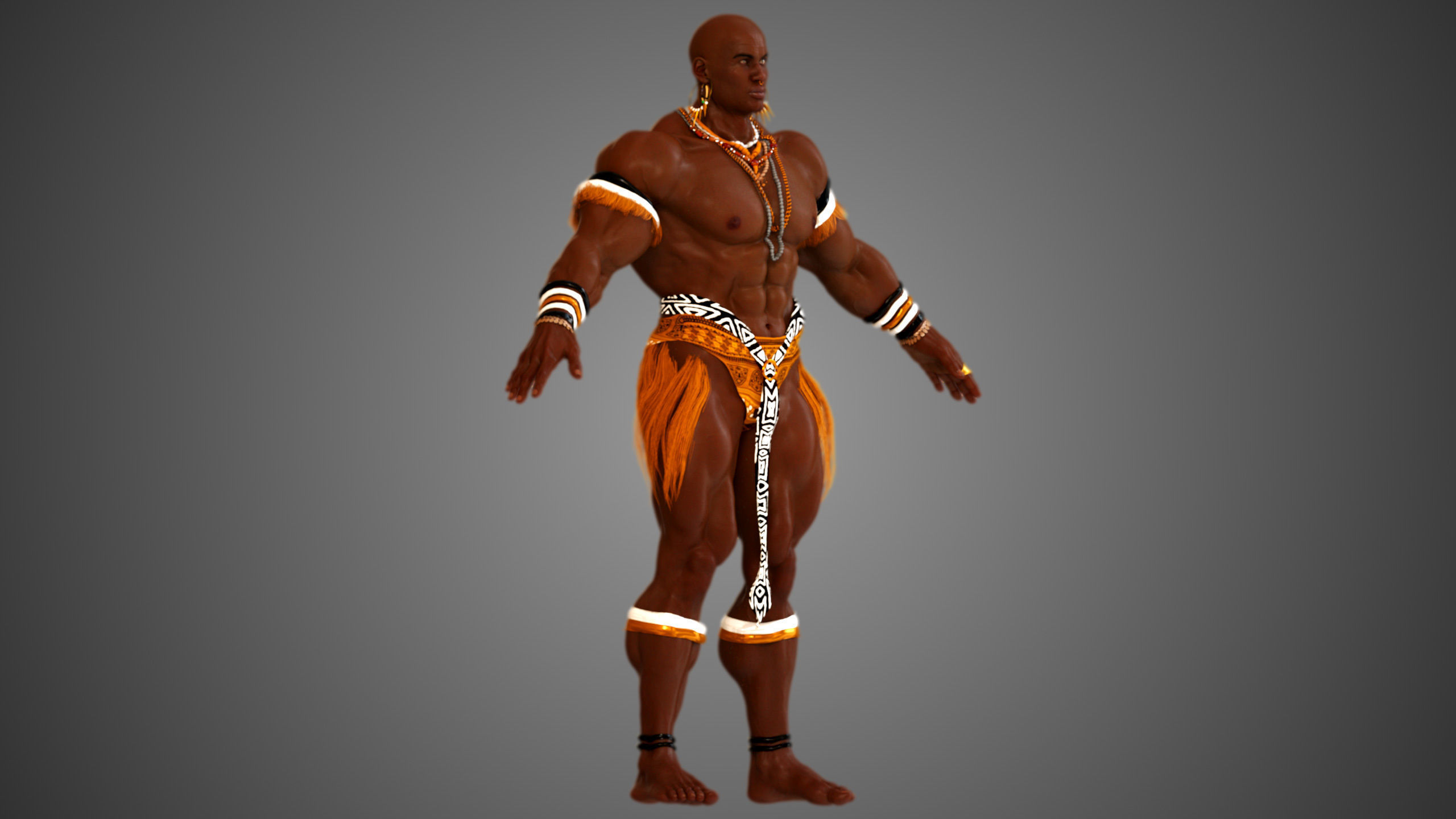Native African Warrior Male 3D model_10