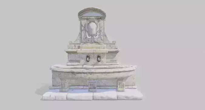 Stone fountain 19th century  Low-poly 3D model