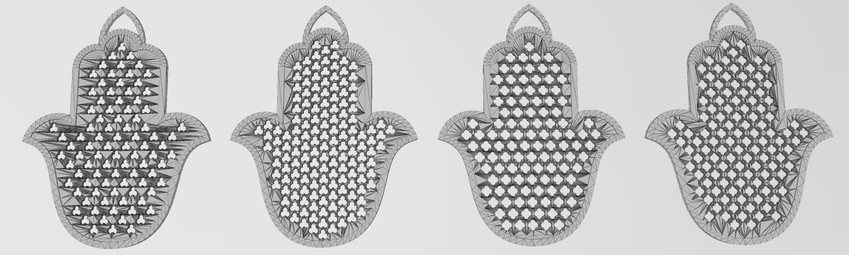 20 Flat Khamsa Khmissa beldi pendant with moucharabieh patterns  3D print model_14