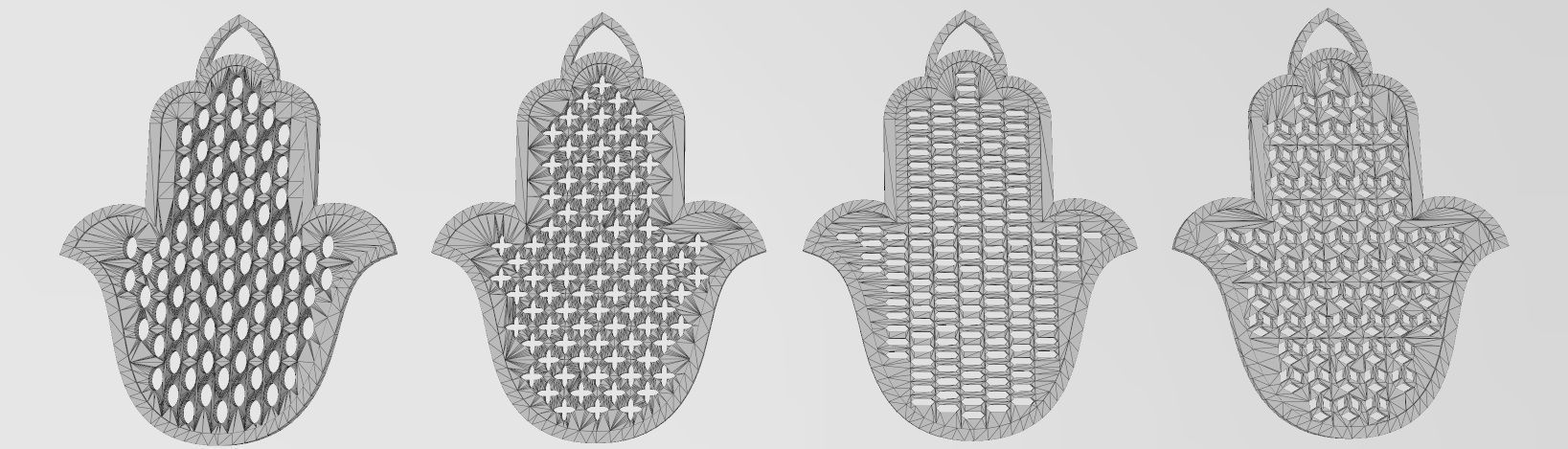 20 Flat Khamsa Khmissa beldi pendant with moucharabieh patterns  3D print model_15