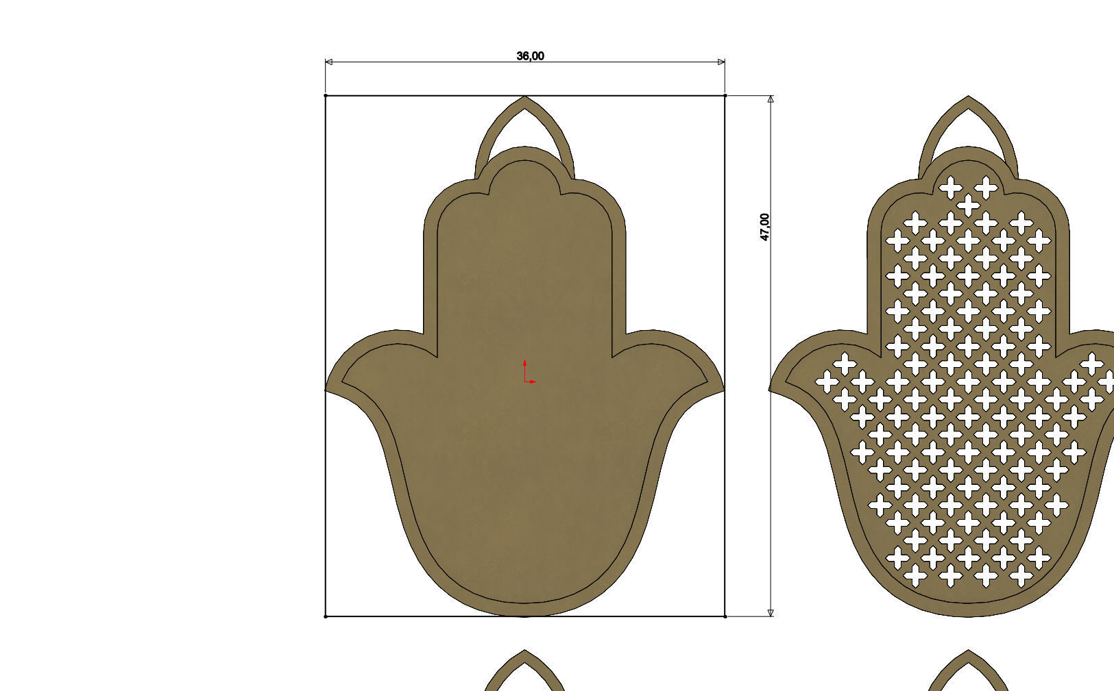 20 Flat Khamsa Khmissa beldi pendant with moucharabieh patterns  3D print model_7