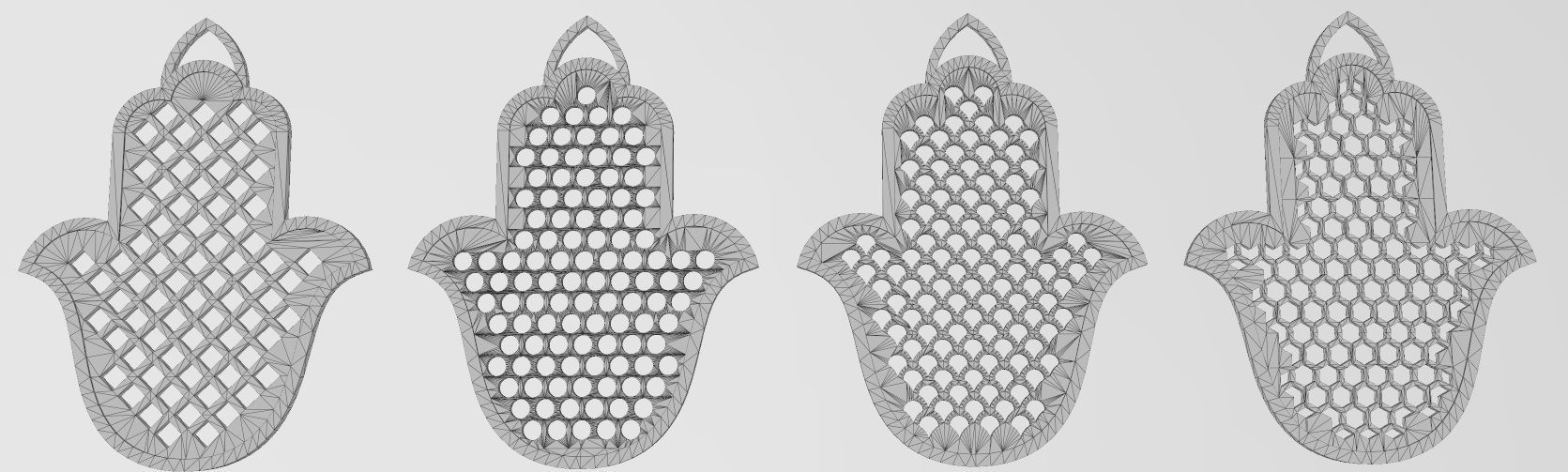 20 Flat Khamsa Khmissa beldi pendant with moucharabieh patterns  3D print model_16