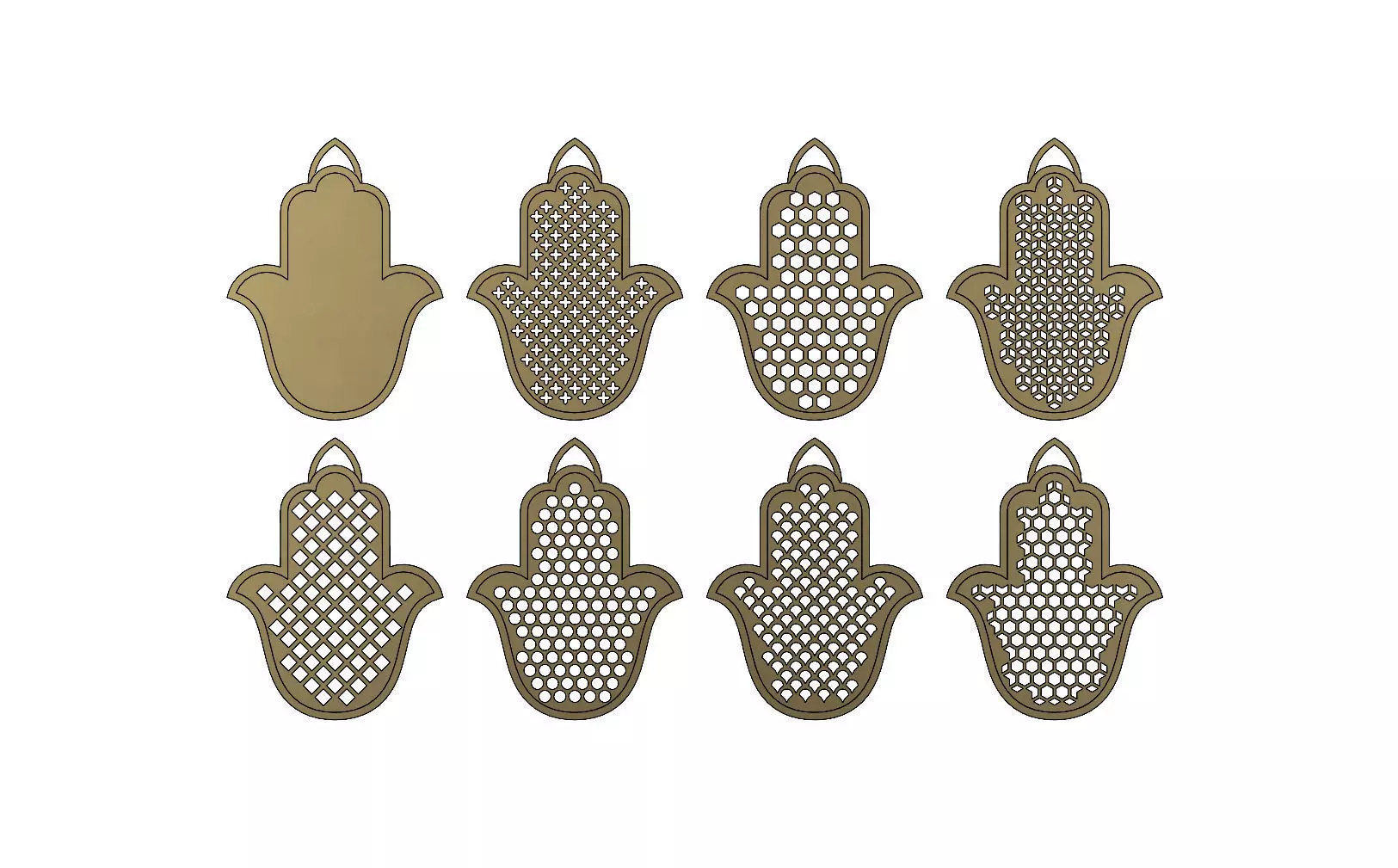 20 Flat Khamsa Khmissa beldi pendant with moucharabieh patterns  3D print model_0