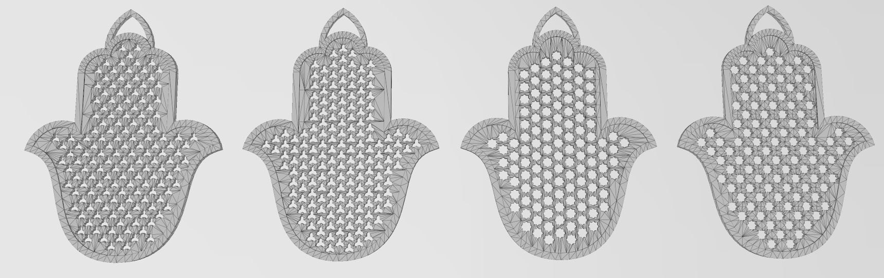 20 Flat Khamsa Khmissa beldi pendant with moucharabieh patterns  3D print model_13