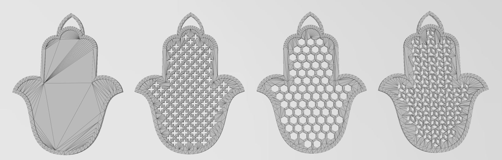 20 Flat Khamsa Khmissa beldi pendant with moucharabieh patterns  3D print model_17